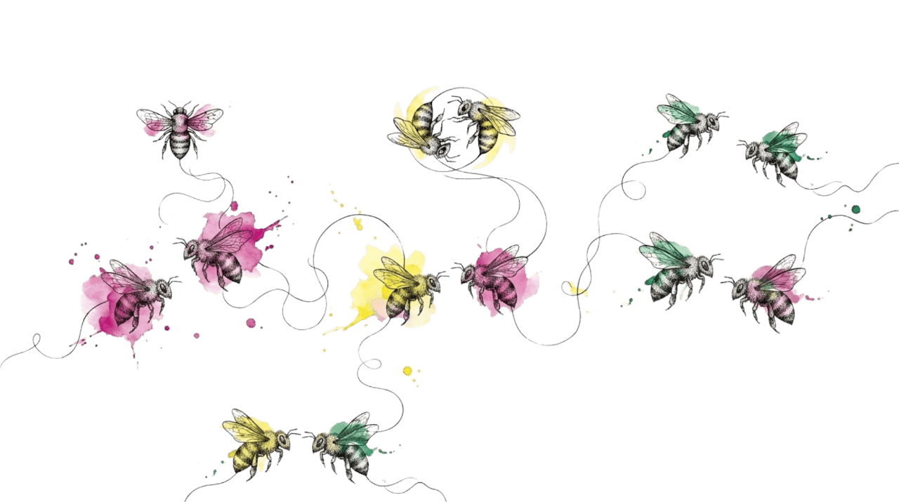 Maja and Mojo among the bees