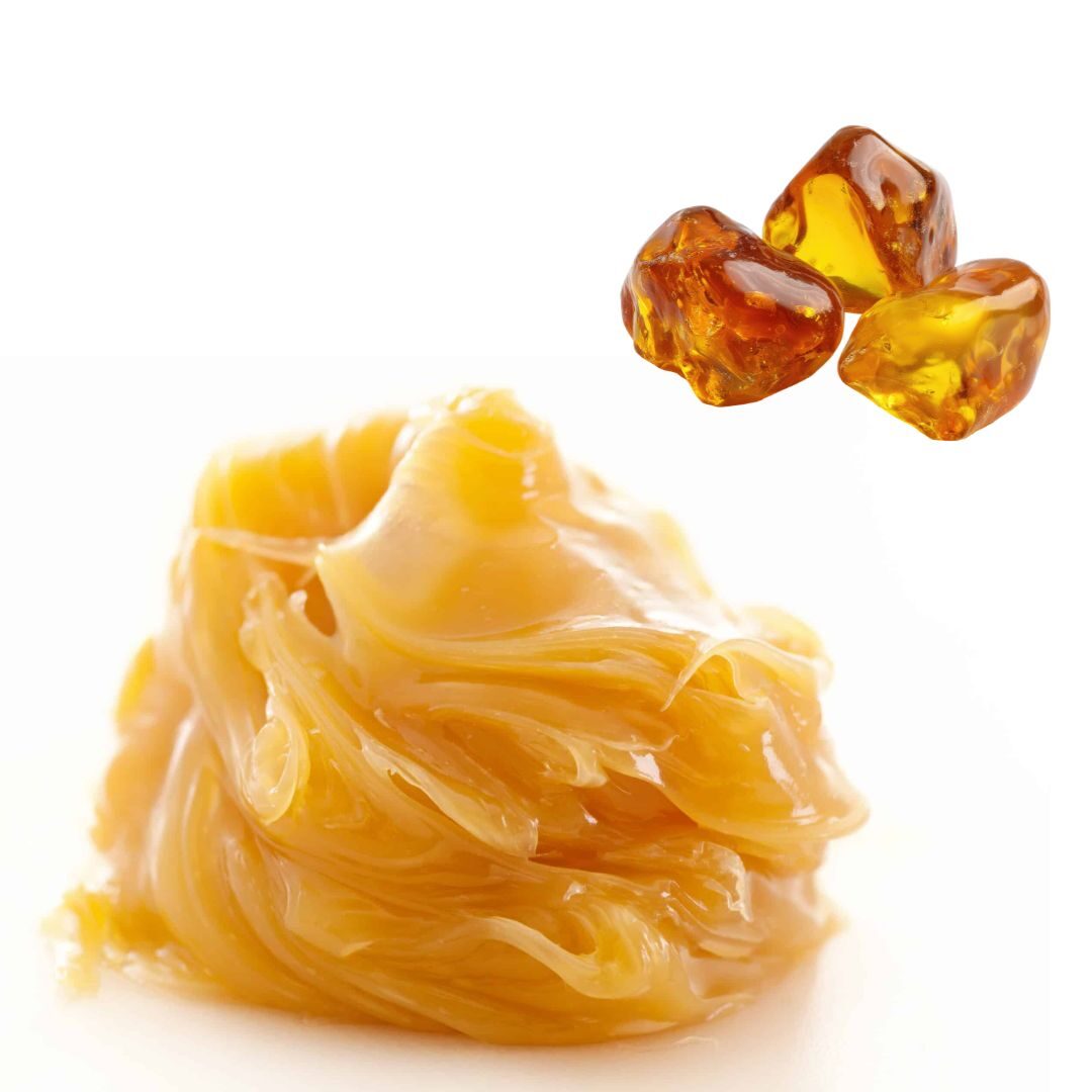 Lanolin and resin melting together in the glass