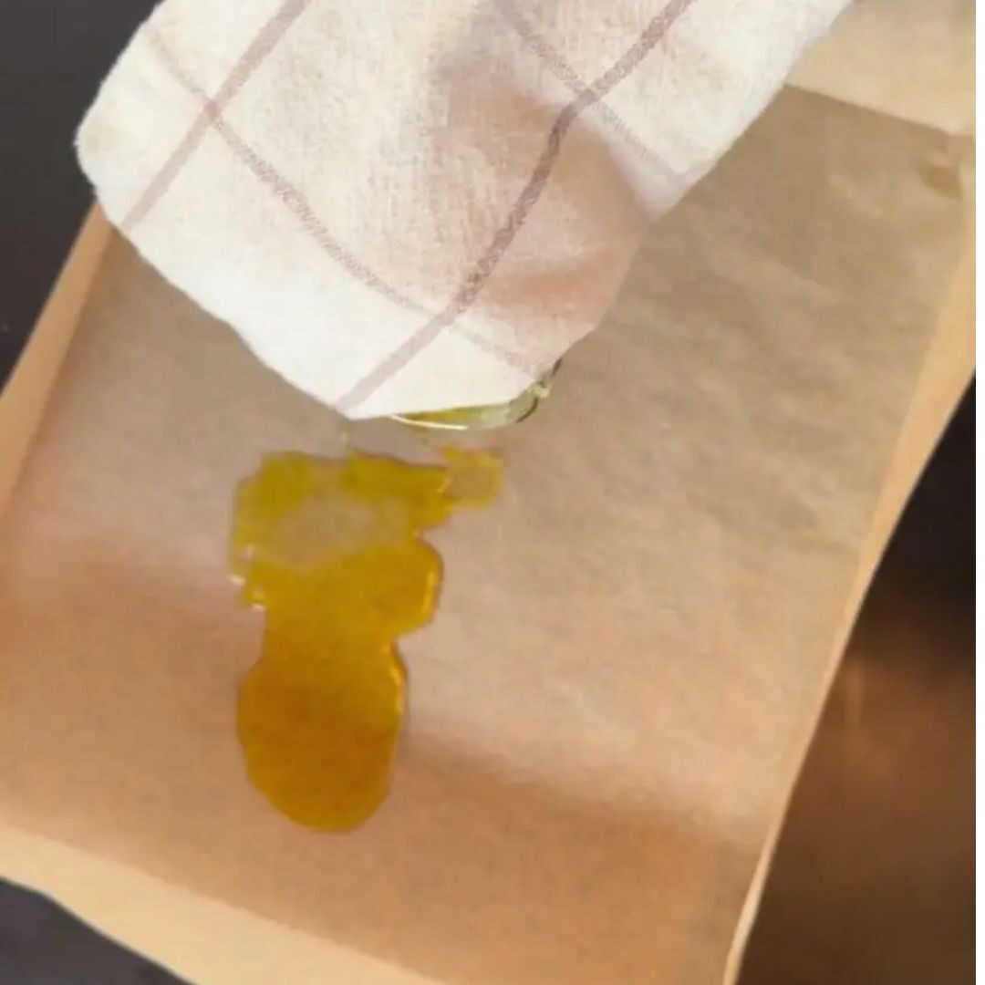 The wax poured onto baking paper